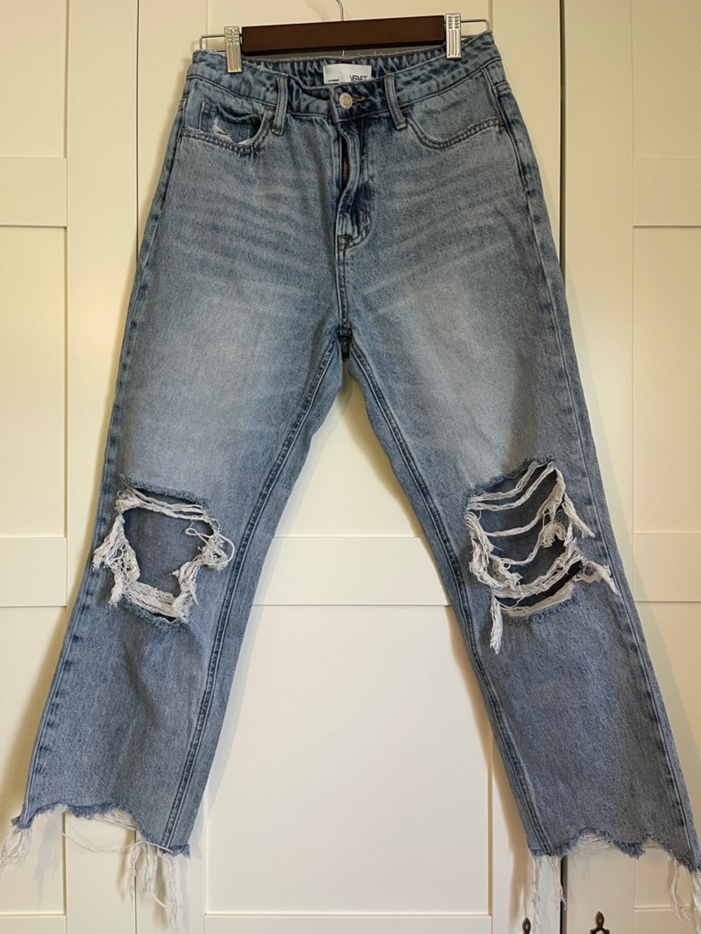 Vervet Light Blue Distressed Boyfriend Jeans by Woven Heart